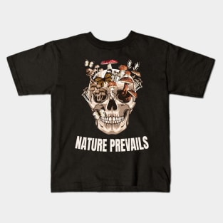 Nature Prevails Skull With Mushrooms Kids T-Shirt